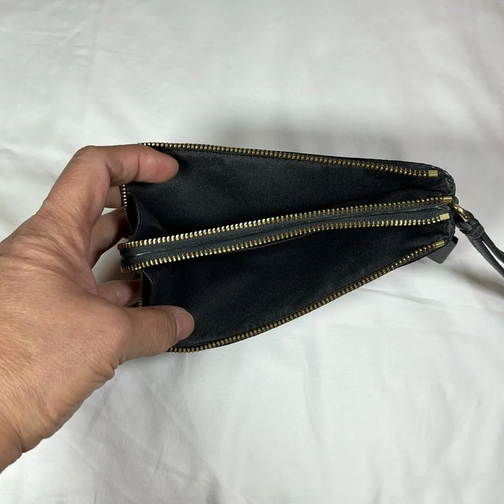 Coach Black Leather Wristlet Clutch
